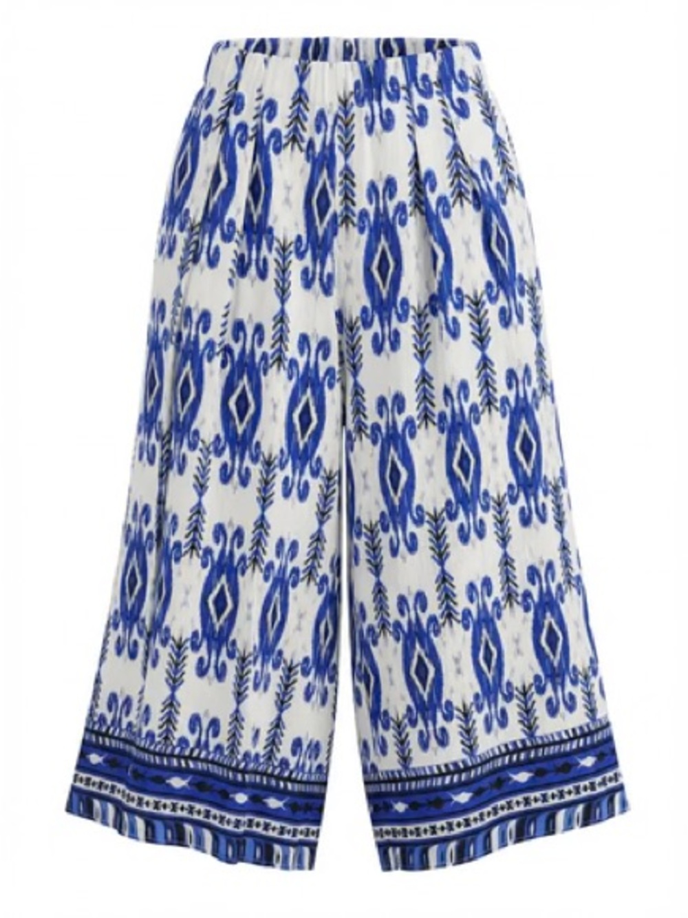 NWT Blue and White Patterned Women’s Cropped Pant by Umgee-Size Small